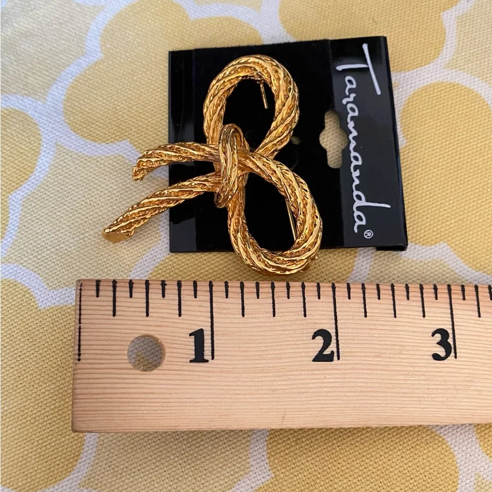 Gold Ribbon Bow Brooch Pin NWT